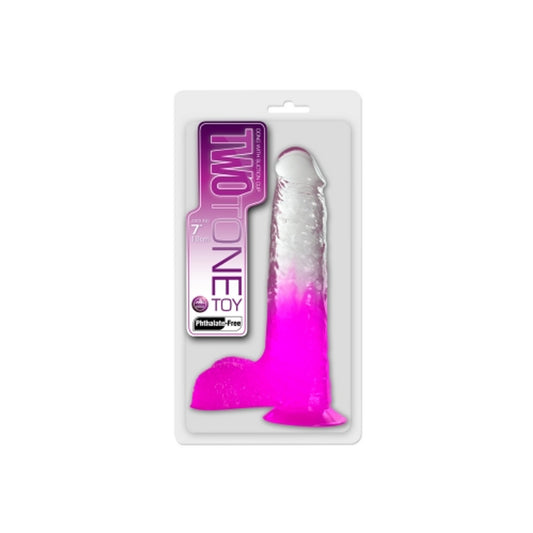 Excellent Power Two Tone 7" PVC Dong in Clear/Purple (With Balls)