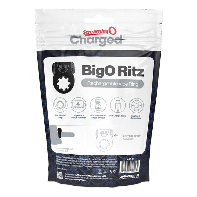 ScreamingO Charged BigO Ritz Vibrating Cock Ring Black