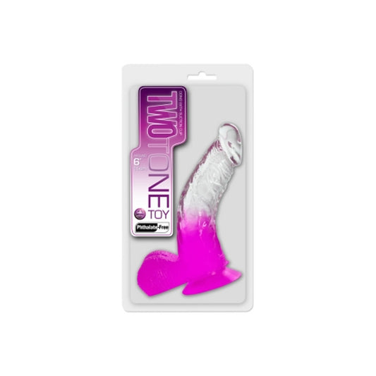 Excellent Power Two Tone 6" PVC Dong in Clear/Purple (With Balls)