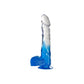 Excellent Power Two Tone 8" PVC Dong in Clear/Blue (With Balls)