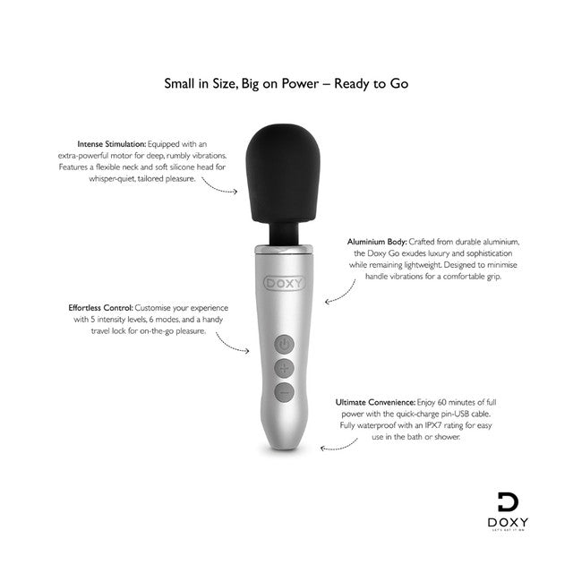 Doxy Go Massage Wand Massager Brushed Metal