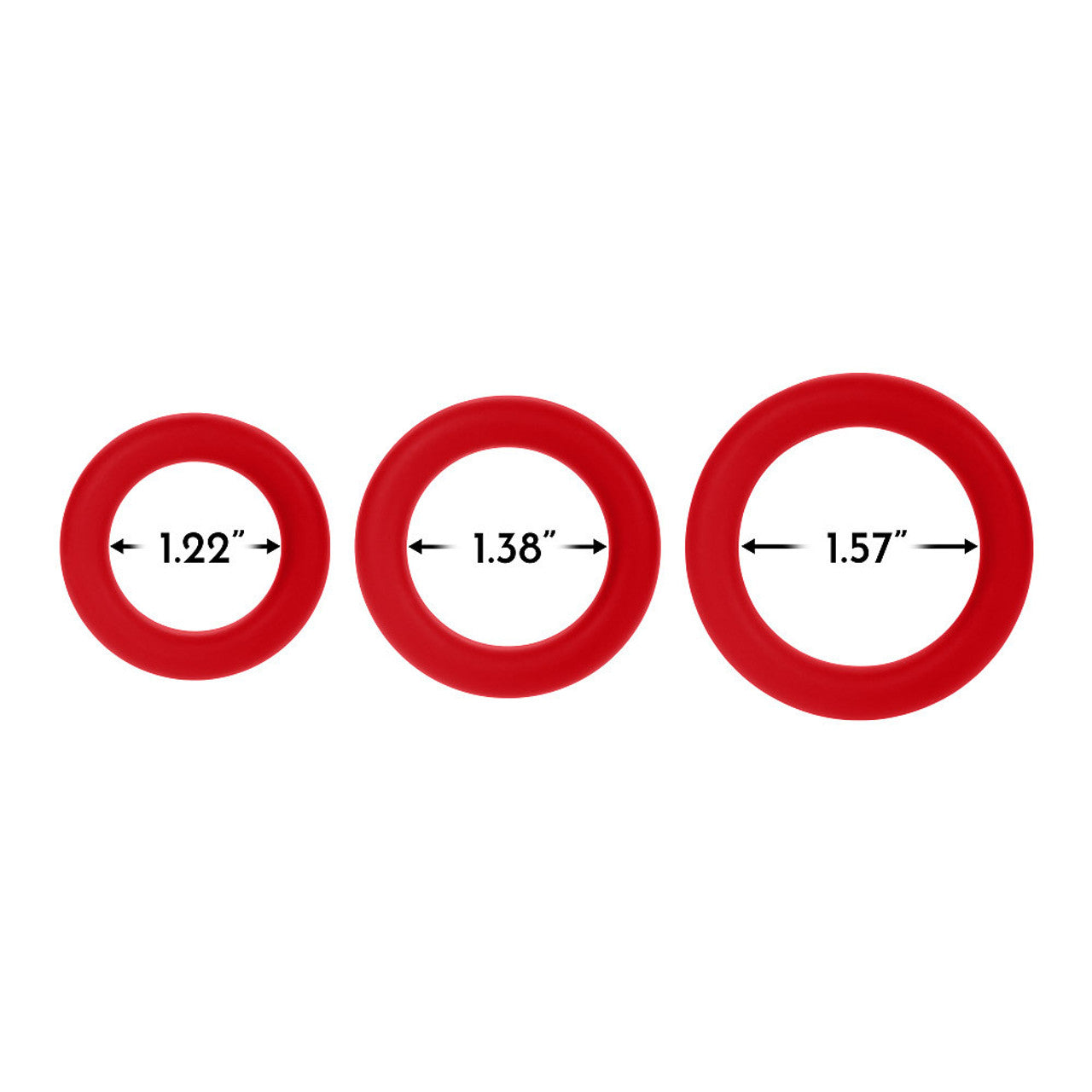 Forto F-61: 3 Piece Cock Ring C-Ring Set 100% Silicone (1.2'', 1.8", 1.57")