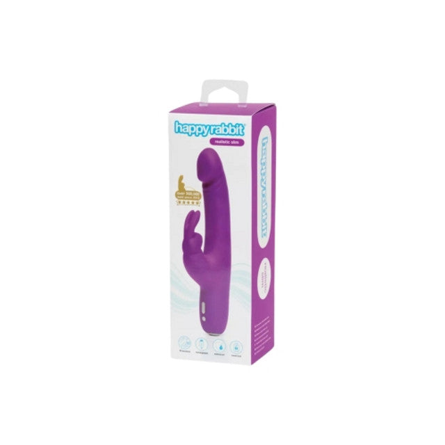 Love Honey Happy Rabbit Slimline Realistic Rechargeable Rabbit Vibrator Purple