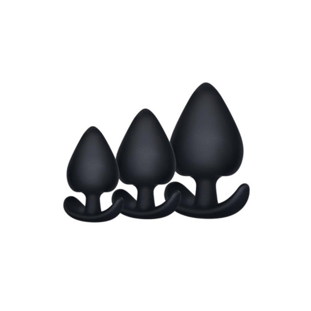 Excellent Power Kick Up - 3 in 1 Silicone Anal Training Set Black 7A