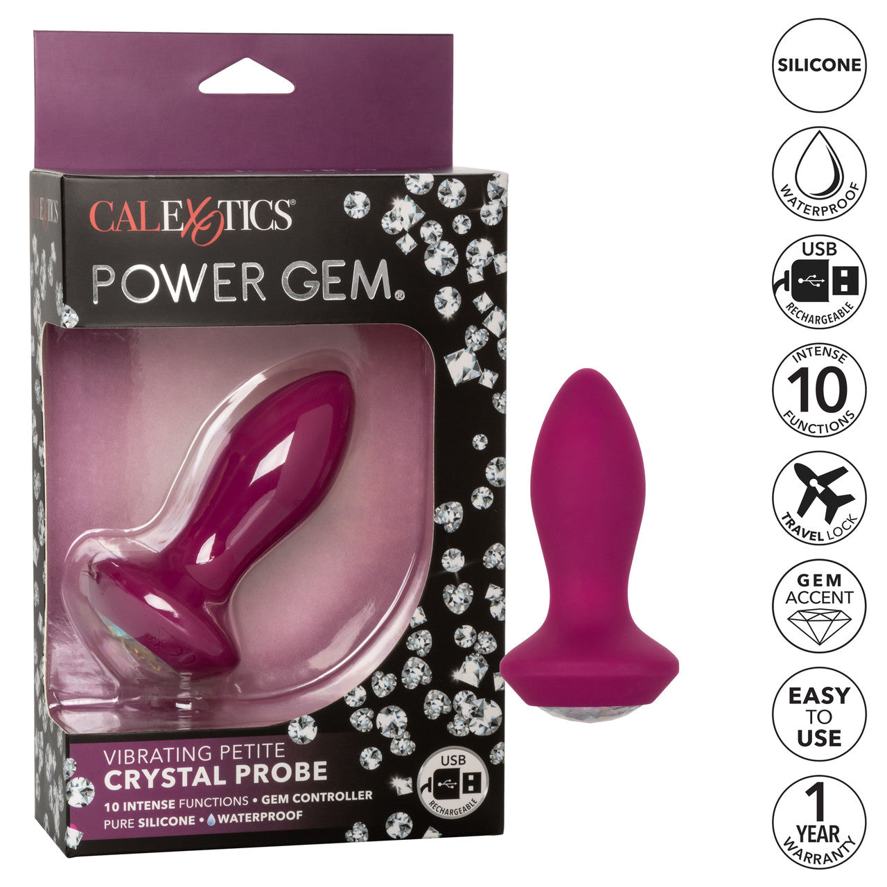 Calexotics Power Gem Vibrating Petite Crystal Probe