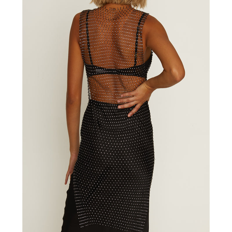 Muse Lingerie Stylish Diamante Studded Mesh Dress D001 One Size