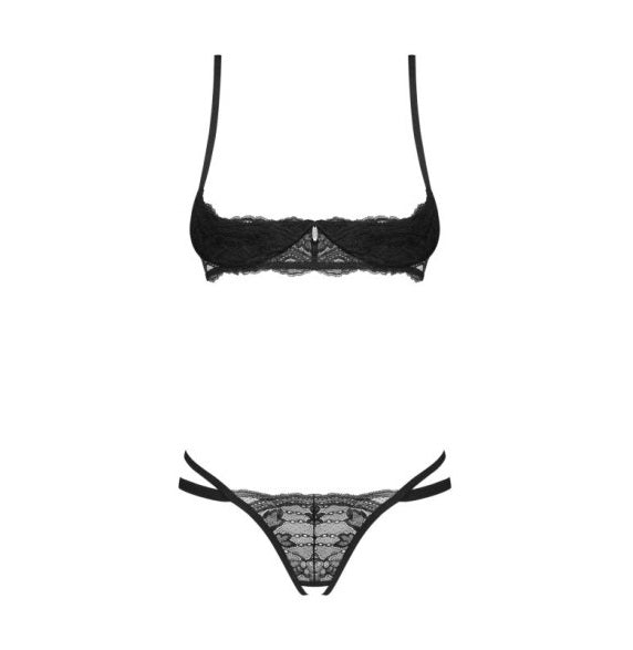 Obsessive Lingerie Nutris 2 Pc Crotchless Bra Panty Set Size XS/S or M/L