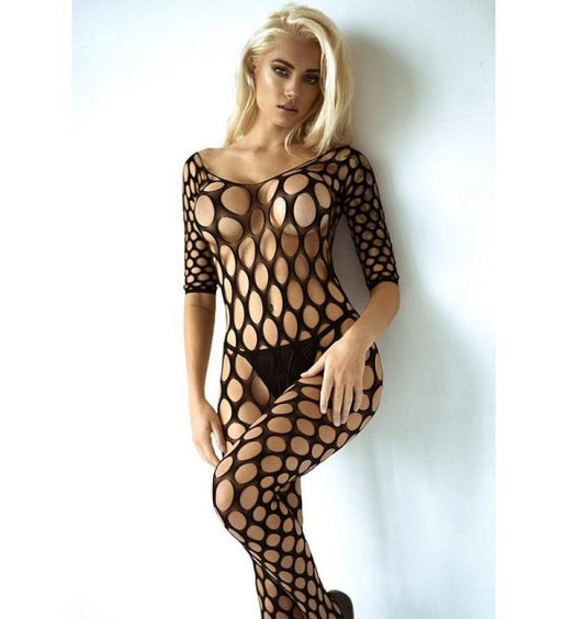 Killer Legs Eclipse Open-Crotch 3/4 Sleeve Bodystocking Black Size OS
