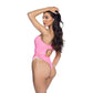 PlayBoy Pink 1 Pc Swimsuit with Ruched Side Ties & Removable Clear Straps Size XS/S/M/L