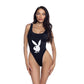 PlayBoy Black High-Leg 1 Pc Swimsuit with Bunny Head Logo Size S/M/L