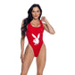 PlayBoy Red High-Leg 1 Pc Swimsuit with Bunny Head Logo Size S/M/L