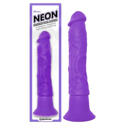 Pipedream Neon Silicone Wall Banger Purple 15.2cm (6") Vibrating Dong Dildo