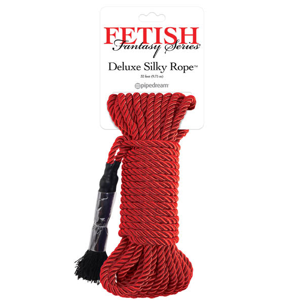 Pipedream Fetish Fantasy Series Deluxe Silky Rope - Red Bondage Rope 9.75m