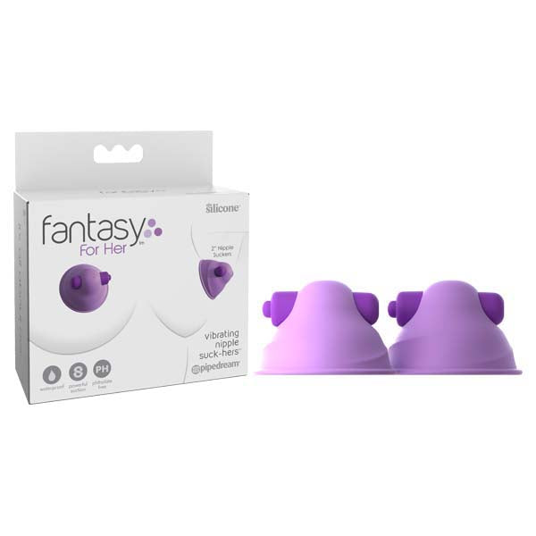 Pipedream Fantasy For Her Vibrating Nipple Suck-Hers - Purple 5cm Vibrating Nipple Suckers - Set of 2