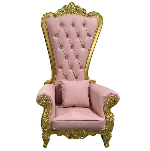 Domina Throne Chair Gold Frame Pink Velvet Cushion