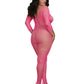 Dreamgirl Plus Size Fishnet Open Crotch Bodystocking Pink Size Queen