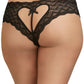 Dreamgirl Heart Cutout Lace Panty Black - Plus Size 1X/2X/3X