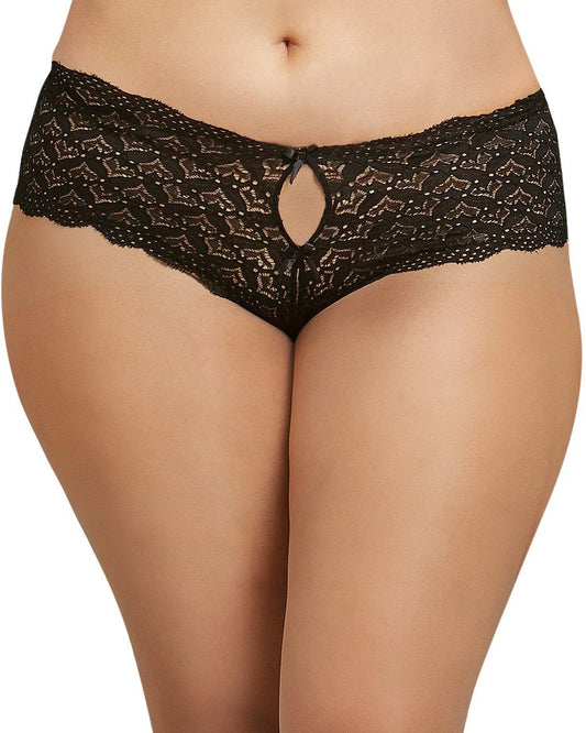 Dreamgirl Heart Cutout Lace Panty Black - Plus Size 1X/2X/3X