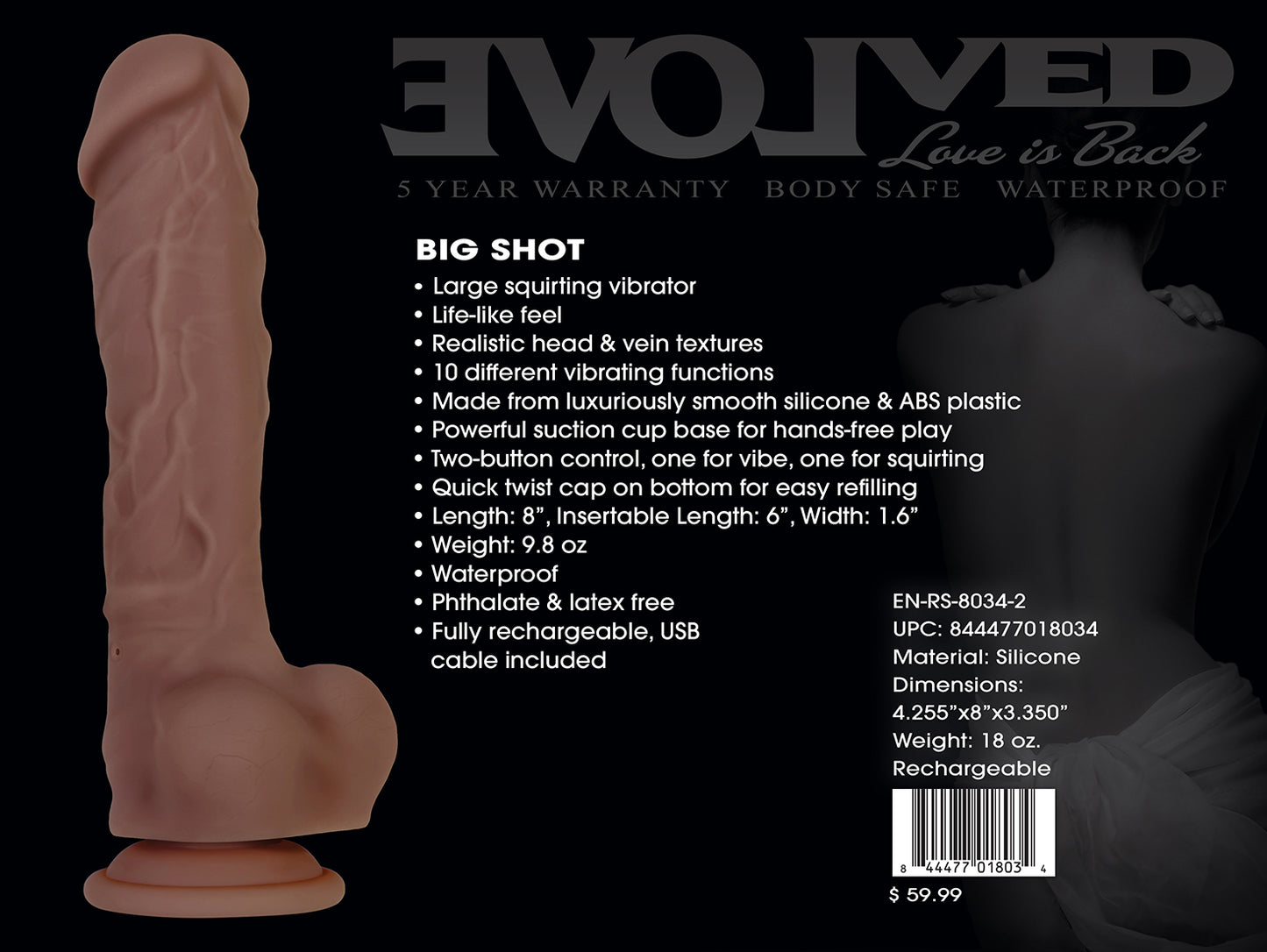 Evolved Big Shot - Brown 20.3cm (8") Squirting Dildo Vibrator