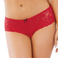 Dreamgirl Satin Bow Crotchless Boyshort Ruby - Size S/M/L