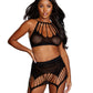 Dreamgirl Semi-Opaque Seamless Bralette & Garter Skirt Set Black Size OS