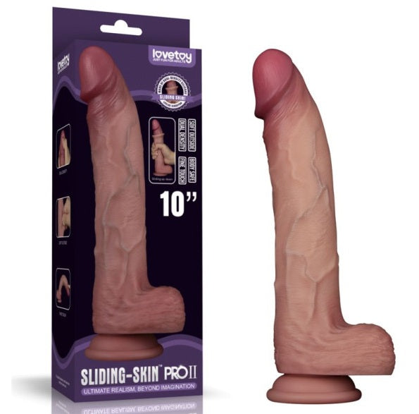 Lovetoy Sliding Skin Pro Dual Layer Silicone Dong Dildo 10"
