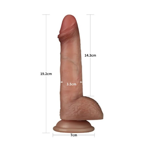 Lovetoy Sliding Skin Pro Dual Layer Silicone Dong Dildo 7.5"