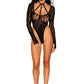 Dreamgirl Seamless Swirl Knit Pattern Teddy and Elastic Harness Set Black Size OS