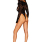 Dreamgirl Seamless Swirl Knit Pattern Teddy and Elastic Harness Set Black Size OS