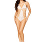Dreamgirl Stretch Lace and Draping Pearls with Chain Teddy White Size OS