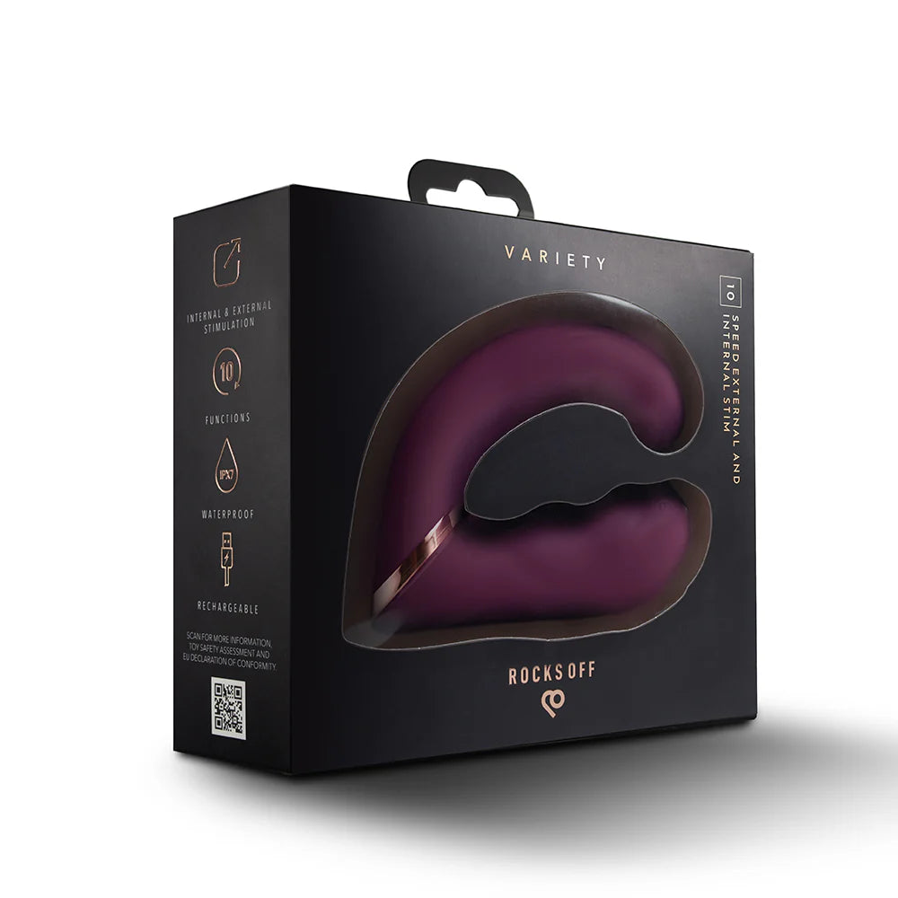 Rocks Off Variety Wearable Clitoral G-Spot Vibrator – Burgundy