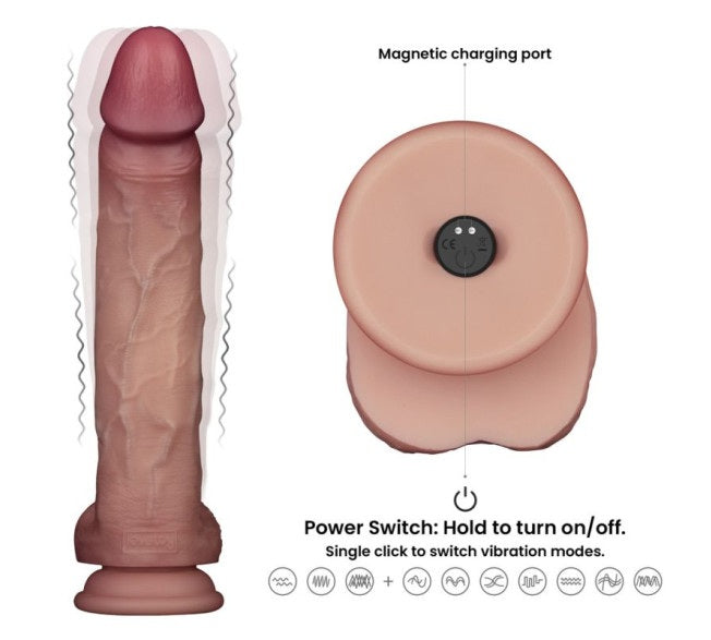 Lovetoy Vibrating Sliding Skin Pro II Silicone Dong Dildo 10" Remote