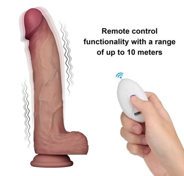 Lovetoy Vibrating Sliding Skin Pro II Silicone Dong Dildo 10" Remote