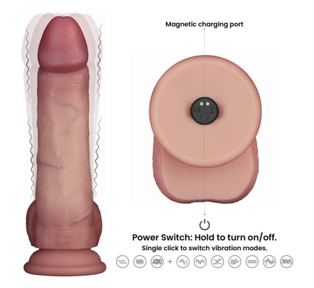 Lovetoy Vibrating Sliding Skin Pro II Silicone Dong Dildo 8" Remote