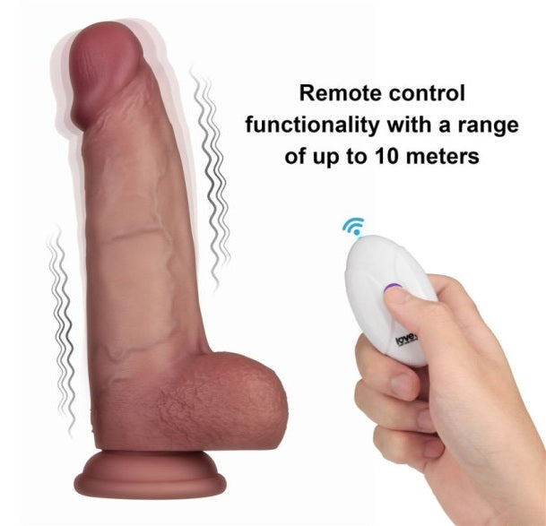 Lovetoy Vibrating Sliding Skin Pro II Silicone Dong Dildo 8" Remote