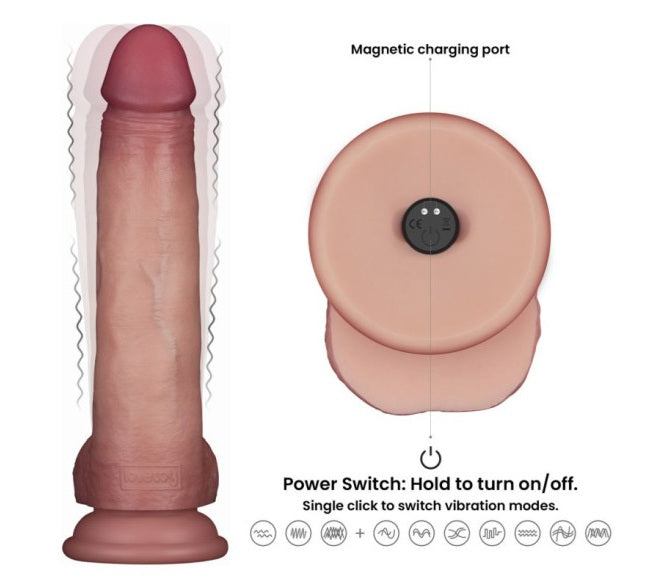 Lovetoy Vibrating Sliding Skin Pro II Silicone Dong Dildo 8.5" Remote