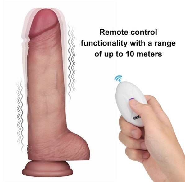 Lovetoy Vibrating Sliding Skin Pro II Silicone Dong Dildo 8.5" Remote