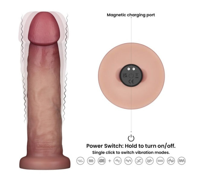 Lovetoy Vibrating Sliding Skin Pro II Silicone Dong Dildo 9" Remote