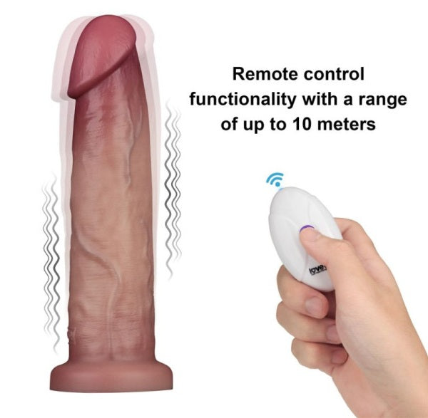 Lovetoy Vibrating Sliding Skin Pro II Silicone Dong Dildo 9" Remote