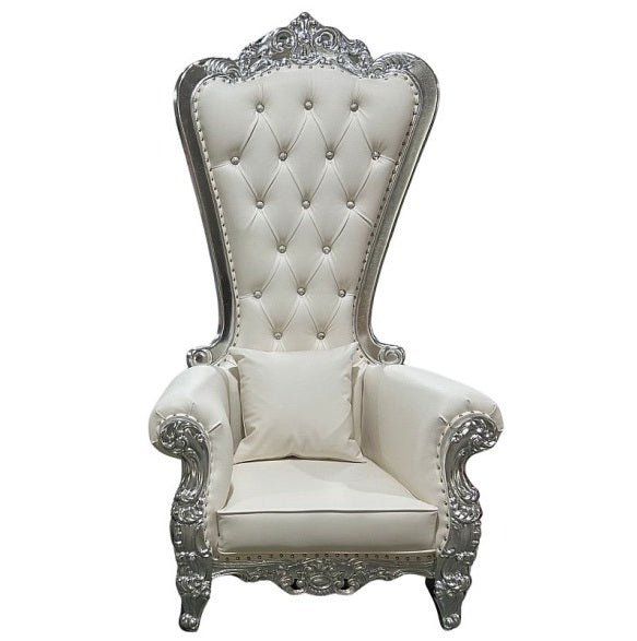 Domina Throne Chair Silver Frame Cream Cushion