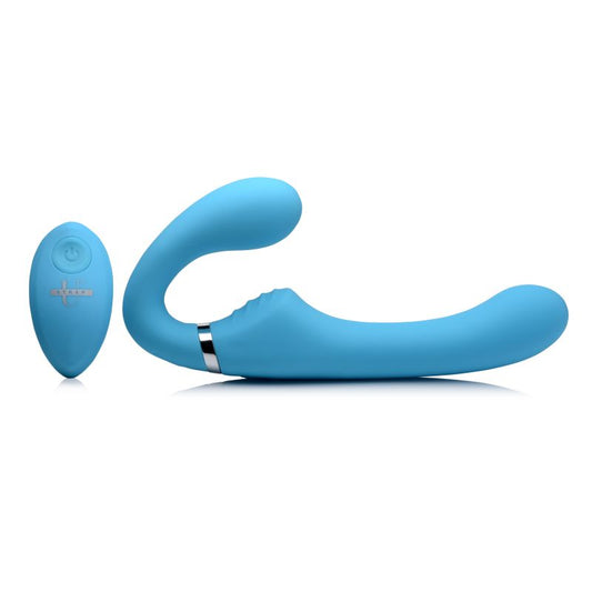 Strap U Mighty Rider 10X Strapless Strap-On Blue w Remote