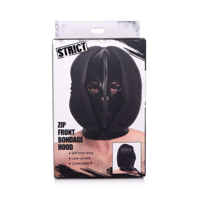 Strict Zip Front Bondage Hood Black