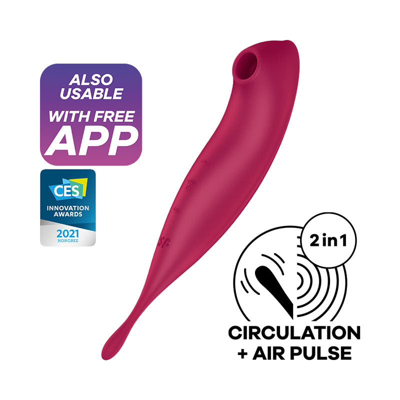 Satisfyer Twirling Pro+ Hybrid Air Pulse Vibrator (App) - Dark Red