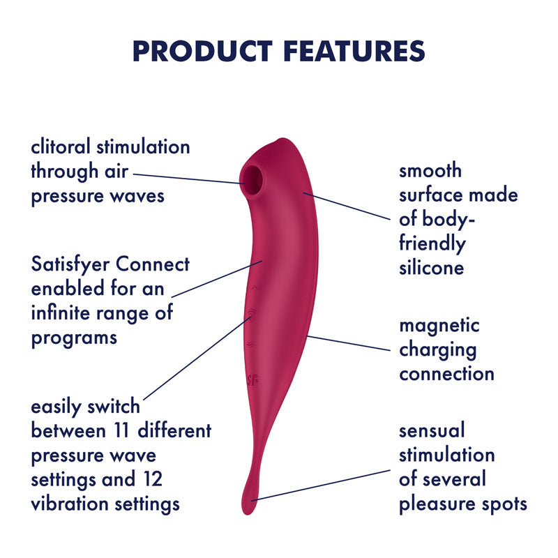 Satisfyer Twirling Pro+ Hybrid Air Pulse Vibrator (App) - Dark Red