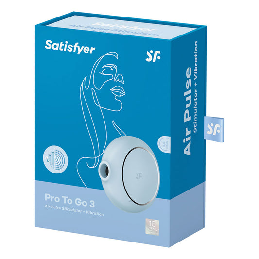 Satisfyer Pro To Go 3 USB Rechargeable Air Pulse Clitoral Stimulator - Blue
