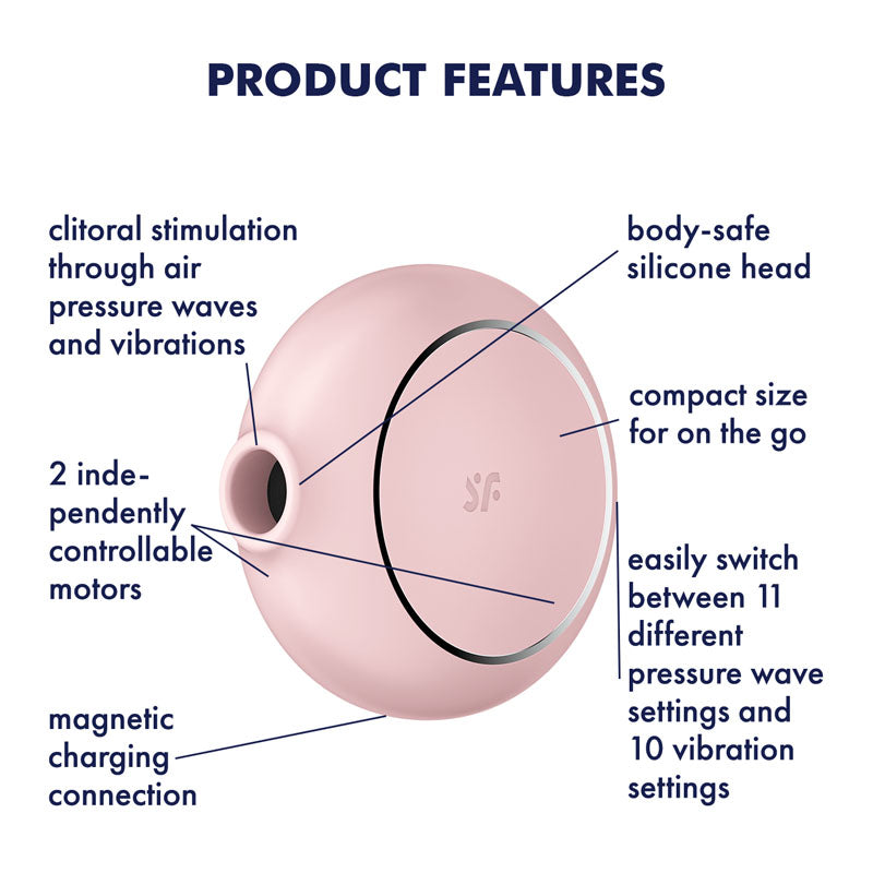 Satisfyer Pro To Go 3 USB Rechargeable Air Pulse Clitoral Stimulator - Rose