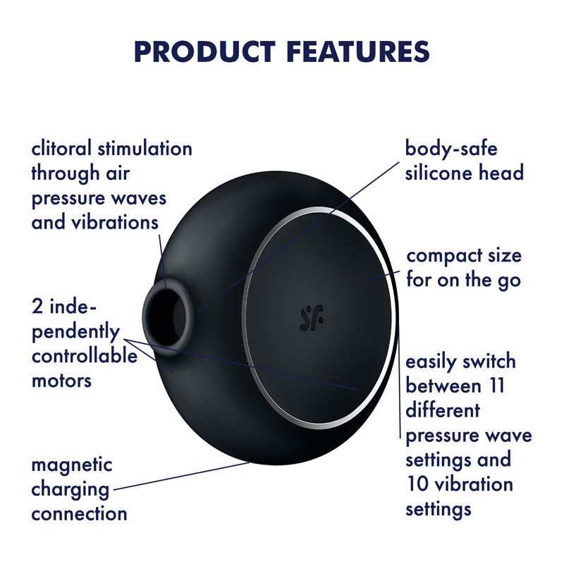 Satisfyer Pro To Go 3 USB Rechargeable Air Pulse Clitoral Stimulator - Black