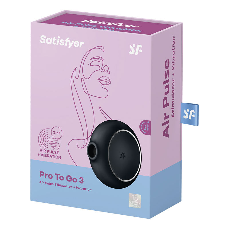 Satisfyer Pro To Go 3 USB Rechargeable Air Pulse Clitoral Stimulator - Black