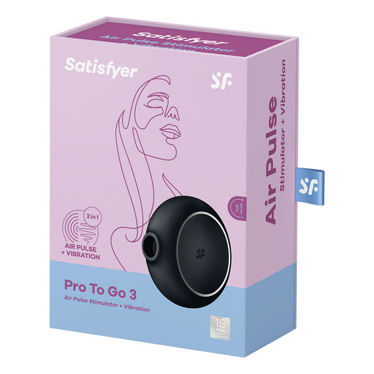 Satisfyer Pro To Go 3 USB Rechargeable Air Pulse Clitoral Stimulator - Black